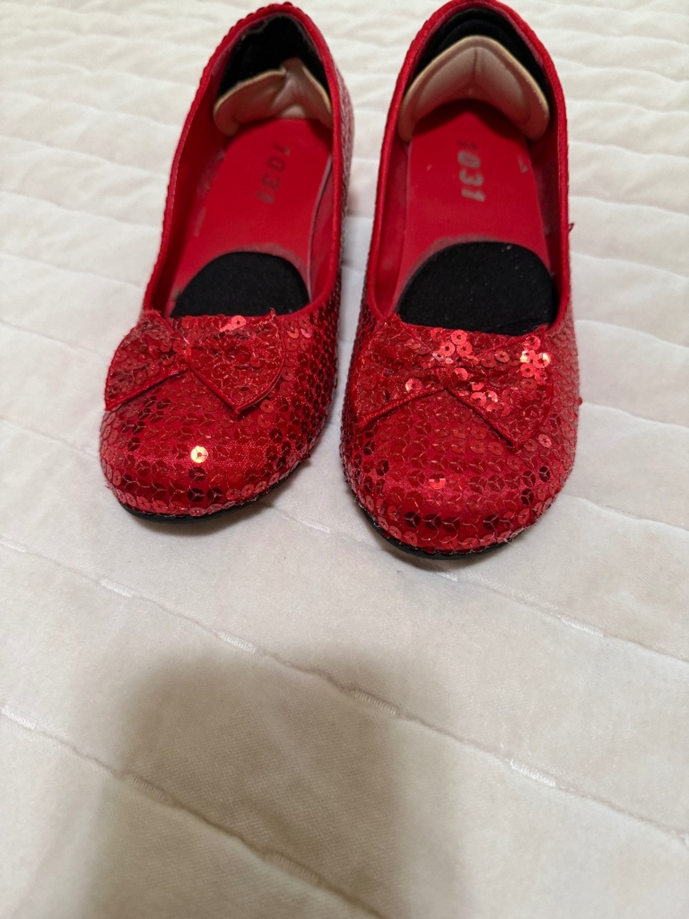 party shoes red sequins size 4/5 heels 1.5 in heel pads